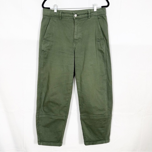 Everlane The Utility Barrel Pant Olive Green Cotton High Rise - Picture 2 of 15